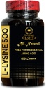 L-LYSINE 500 - L-Lysine Supplement for Eye Health Lip Care Collagen Synthesis and Immune Support, High Strength Essential Amino Acid, Daily lysine Intake - 1 Bottle 100 Counts