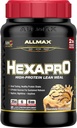 AllMAX HEXAPRO, Chocolate Peanut Butter - 2 lb - 25 Grams of Protein Per Serving - 8-Hour Sustained Release - Zero Sugar - 21 Servings
