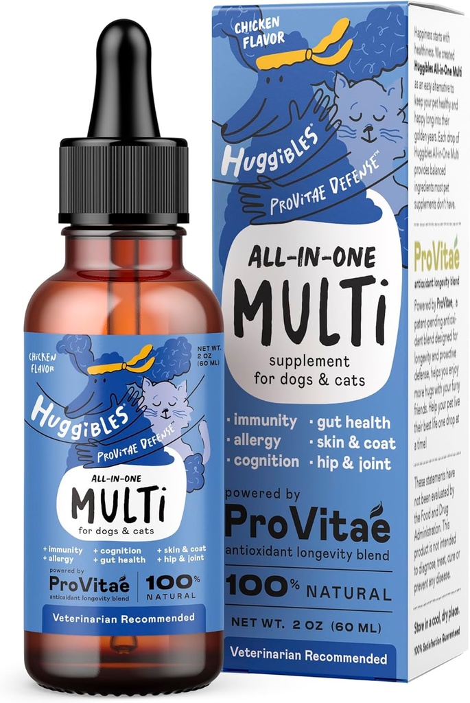 -Dalam satu Multi Liquid Multivitamin untuk Anjing dan Kucing - Tambahan Harian dengan Digetical, Imunity, Allergy & Skin & Coat Dukungan, Mobility Dukung - Antioksidant Blend for Longevity, 2oz