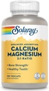 SOLARAY Calcium Magnesium supplement, Magnesium & Calcium kosttilskud til kvinder og mænd, 2: 1 Ratio, Knoglesundhed & Styrke, Vegan, Høj Absorption, 60- dag garanti, 45 Servering, 180 VegCaps