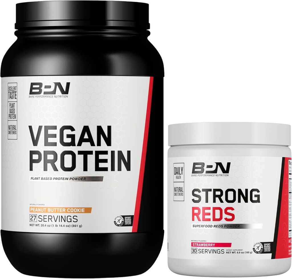 BPN Vegan Maapähklivõi Küpsiste Proteiin + Strong Reds Strawberry Bundle