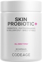 Kodeage Skin Probiotika + Prebiotika - hudpleje Rutine supplement - 50 Millioner CFU - Ayurvedic botaniske urter - Ansigtet Probiotika - Hylde Stabil Cleanser, Non- GMO, Vegan - 60 Kapsler