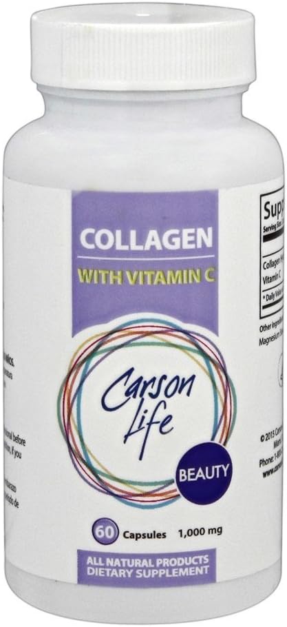 Carson Life Collagen Kapsule z vitaminom C - 60 Kapsule - prehranska dopolnila za zdravljenje staranja, imunske podpore, zdravih las, kože in nohtov - izdelani v ZDA (60 kapsul)