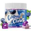 Allcoovita Bovine Colostrum Chews Supplement with probiotics for Gut Health, Bloating, Immune Support, Skin, Hair Growth and Beauty - Blueberry Flavor (60 Servings)