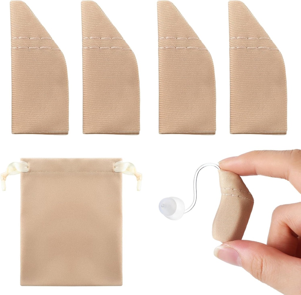 Nuanchu 2 Packs Hearing Aid Protection with Storage Bag Audio Cover Fits 1 עד 1.25 " Protect Amplifiers from Dirt, Sweat, Wind(Fits 1" ל- 1.25"Khaki)