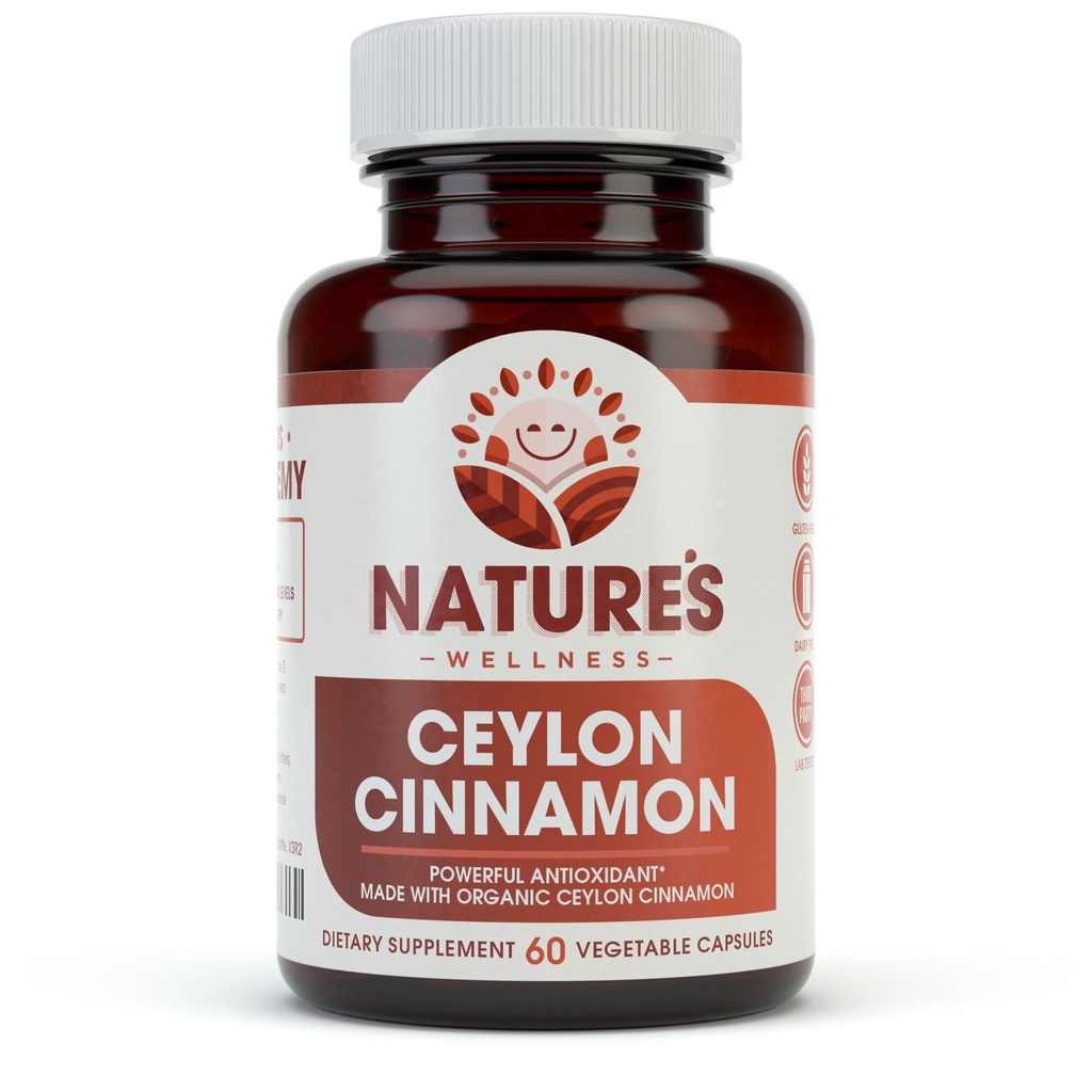 Organic Ceylon Cinnamon - 1200 mg | Powerful Antioxidant | Maintains Joint Health and Mobility | Non-GMO | 60 Veg Capsules