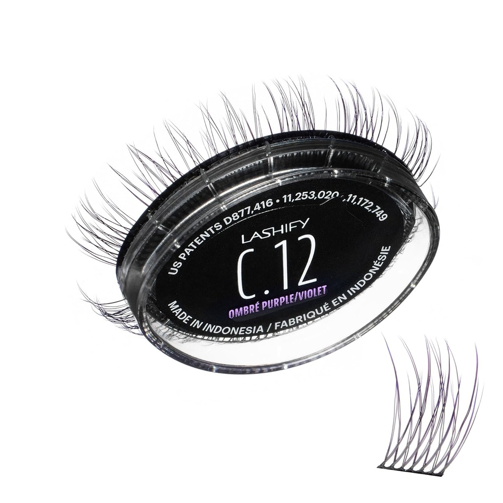 Lashify Curl 12mm Gossamer Eyelash, Ombre Mor'de Yenileme, Doğal Bir Bakış için Kolay Sahte Lashes