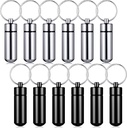 Patelai 12 PC-uri Portabil Keychain Pill Holder Mini Pocket Pilula Caz pentru bărbați Femei Aluminum Geocache Containere impermeabile Metal Medicine Sticla Organizator pentru Exterior Camping Travel (Black and Silver)