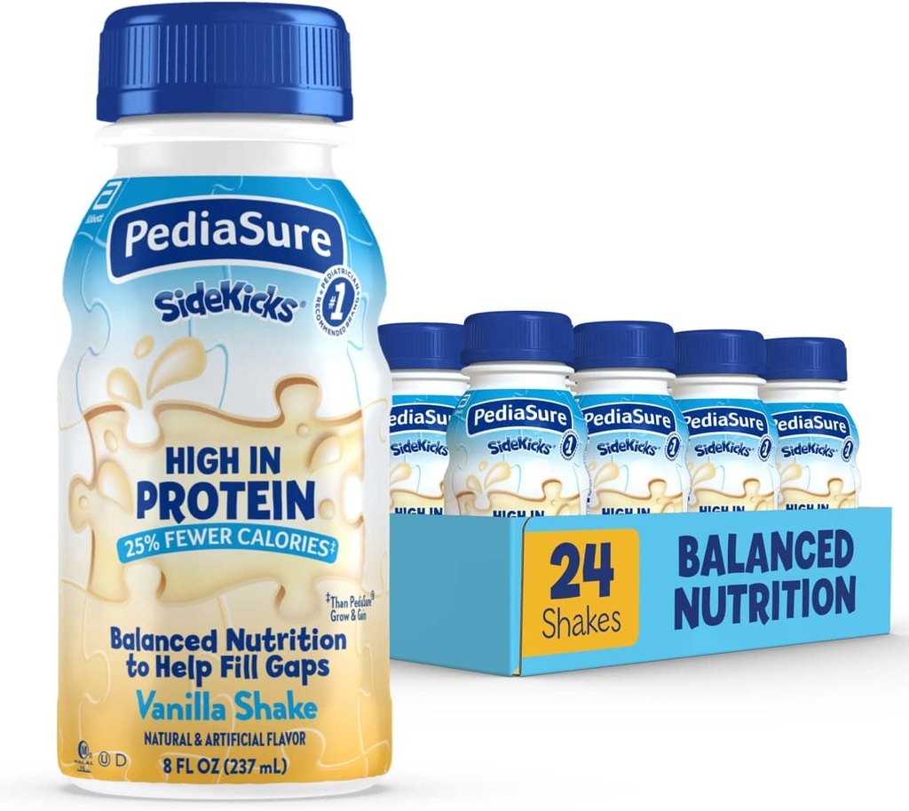 PediaSure SideKicks Barības sakratīšana bērniem, Vanilla, 8 fl oz (24 iepakojumu)
