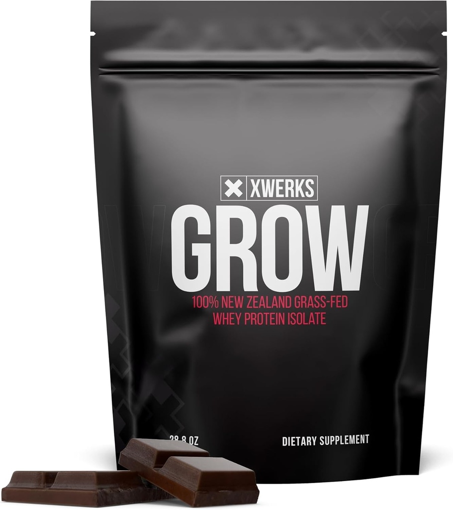 Xwerks Grow 100% Naujoji Zelandija Žolė Fed Išrūgų baltymų, 25g Grynas Izoliuotas baltymų milteliai per Tarnavimas, Visi natūralūs Paleo ir Keto Friendly, Soy Free Gluten Free Easy to Digest, Šokoladas, 30 Paslaugos