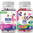 SUNNY SAM Zinc Gummies for Kids & Iron Gummies for Adults, Iron Vitamins with Vitamin C