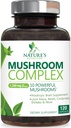 Mushroom Brain Supplemento 1330 mg - 10 in 1 Complesso di funghi ad alta resistenza con Lions Mane, Tail Turchia, Reishi, Cordyceps, Chaga & Brain Nootropic Complex per la memoria & Focus Support - 120 capsule