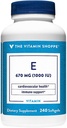 The Vitamin Shoppe Vitamin E 1,000IU - Natural Source, Supports Healthy Cardiovascular System, Immune Health & Eye Health - Once Daily (240 Softgels)