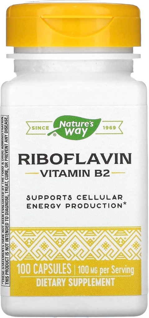 Nature's Way Vitamin B2, 100 mg Рибофлавин, 100 капсули, Опаковка от 2