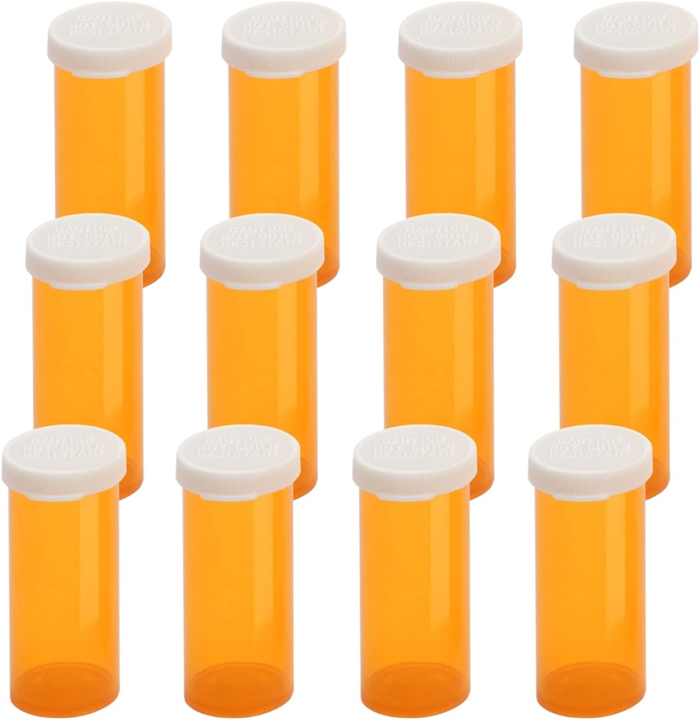 Üres műanyag Pill palackok könnyen nyitott Snap Caps (Nem gyermek ellenálló), Prescription Medication Vials, Clear Containers Pill Cases Organizers (6 Dram, 12 db)