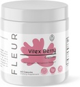 FLEUR Vitex Capsules, Vitex Chasteberry para o equilibrio hormonal para mulleres, Suplemento PCOS axuda a manter o nivel de proxesterona para o apoio ao ciclo menstrual, Fertilidade e soporte PMS, 500mg, 60Ct