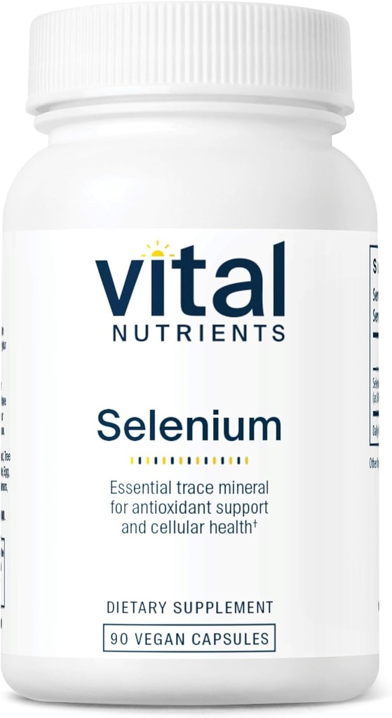 Vital Nutrients - Selen - Výkonná antioxidační podpora - 90 Vegetariánských kapslí na láhev - 200 mcg