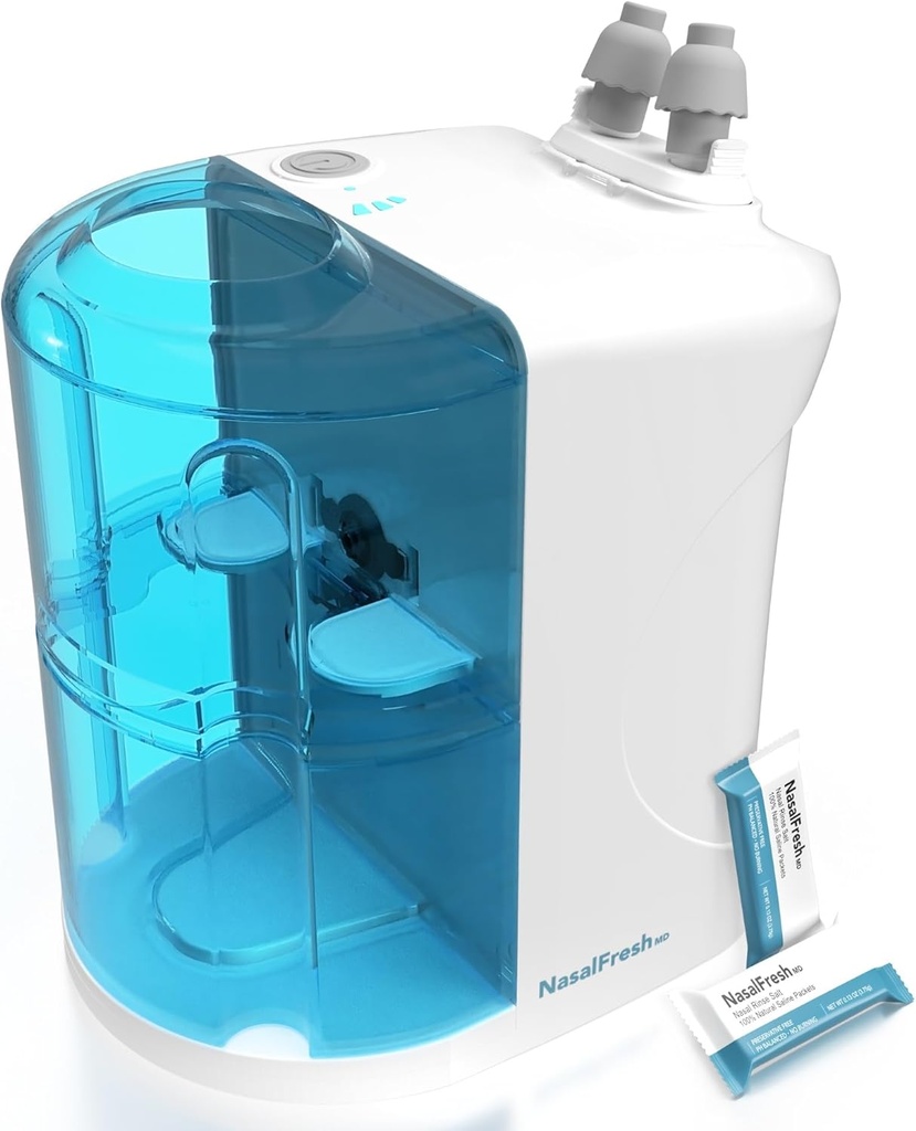 NASALFREHD – ระบบไฟฟ้าแบบดูอัล nasal Irritication System Nasal Rinse and Wash - Synus Deongestant System w/ 30 Saline Packets - Receptable - 1 Set of Nose Pillows - Sumeredy