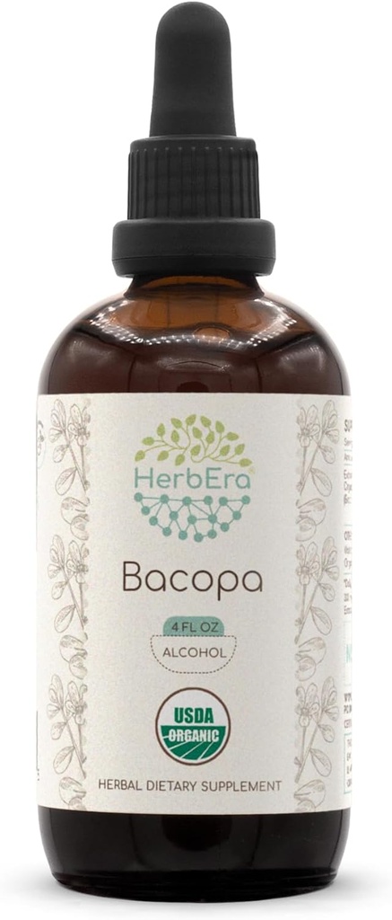 Herbra Bacopa A120 US Tincture Òltonia, Extrador d'alcohol alt-Potència Hebal Deixa anar, relaxació, efecte positiu Cognitive Òptic Bacopa Bacopa (Bona Mni) Dred Herb (4 fl oz)