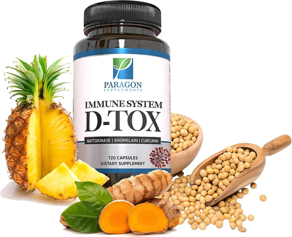 Eliminación de proteínas Spike - Original Spike Detox Formula con Nattokinase, Bromelain & Curcumin - 3in-1 Immune System Supplement - Non-GMO, Vegan, Gluten-Free - Made in USA - 120 Capsules (30 Día de subministración)