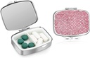 Soleebee Bling Crystal Pill Box, Portable 2 Komponendid Daily Pill Korraldaja, Small Travel Pill Case rahakoti või tasku, Meditsiin Vitamiin Pill konteineri korraldaja (Pink)