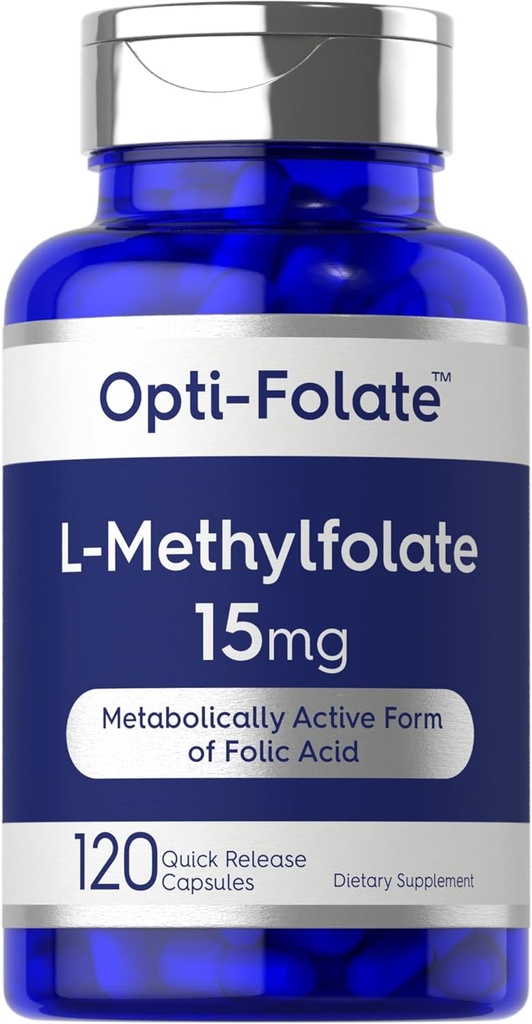 Carlyle L Methylfolate 15mg | 120 캡슐 | Value Size | Max Potency | 최적화 및 활성화 | Non-GMO, 글루텐 프리 | 메틸 Folate, 5-MTHF | Opti-Folate