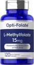 Carlyle L Methylfolate 15mg | 120 capsule | Dimensione del valore | Potenza massima | Ottimizzata e attivata | Non OGM, Gluten Free | Methyl Folate, 5-MTHF | da Opti-Folate