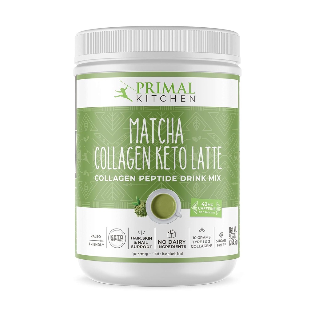 Pierwotna kuchnia Match Collagen Keto Latte Proszek, Kolagen bezcukrowy Peptydy, 9.33 Ounces