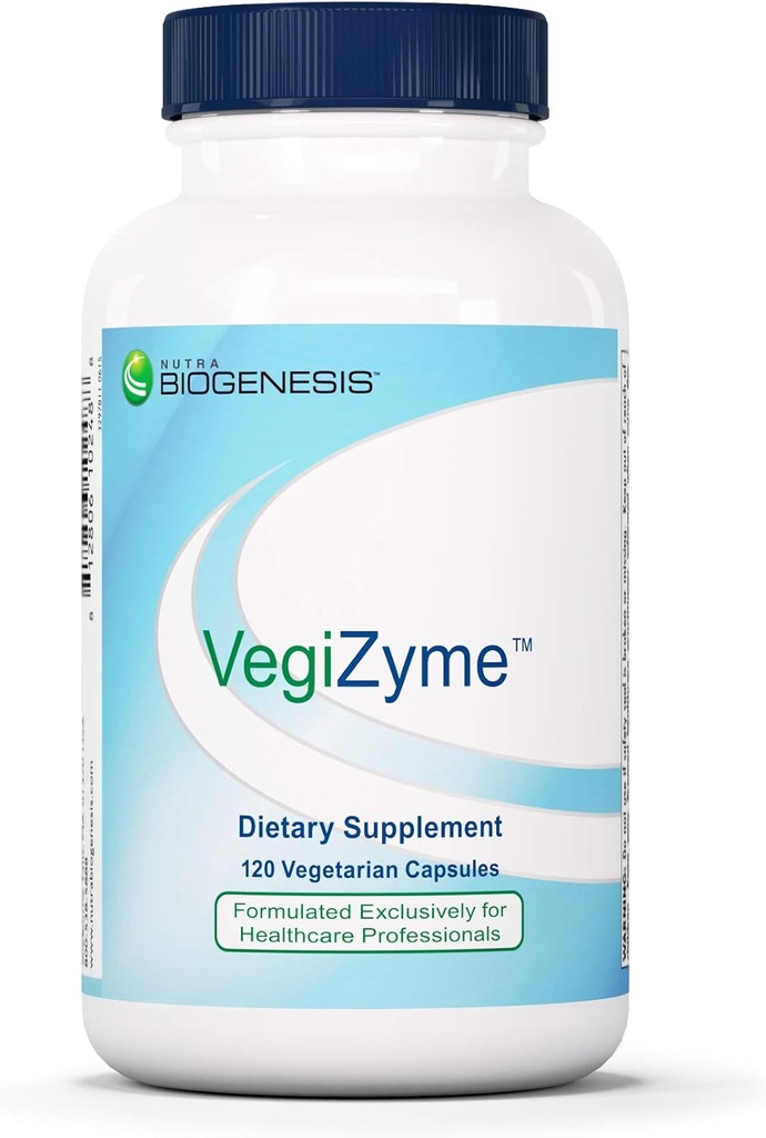 Nutra BioGenesis VegiZyme - Digestive Enzymes for Women and Men, Digestion and Nutrient Support, Vegetarian and Vegan-Friendly Supplement for Digestive Health and Comfort - 120 Capsules