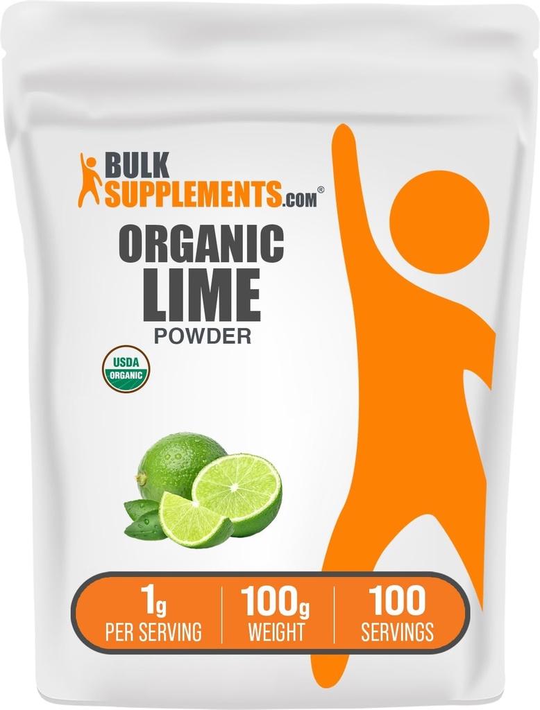 BulkSupplements.com Organic Lime Powder - Organic Lime Flavoring Powder, Sourced from Citrus Aurantifolia Fruit - Air Dried & Gluten Free, 1g per Serving, 100g (3.5 oz) (Pack of 1)