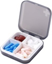 Portable Pill Expacter - Slim Piel Box สําหรับ Purse หรือ ท่องเที่ยว, Pyll Case (4 contination, Gray)