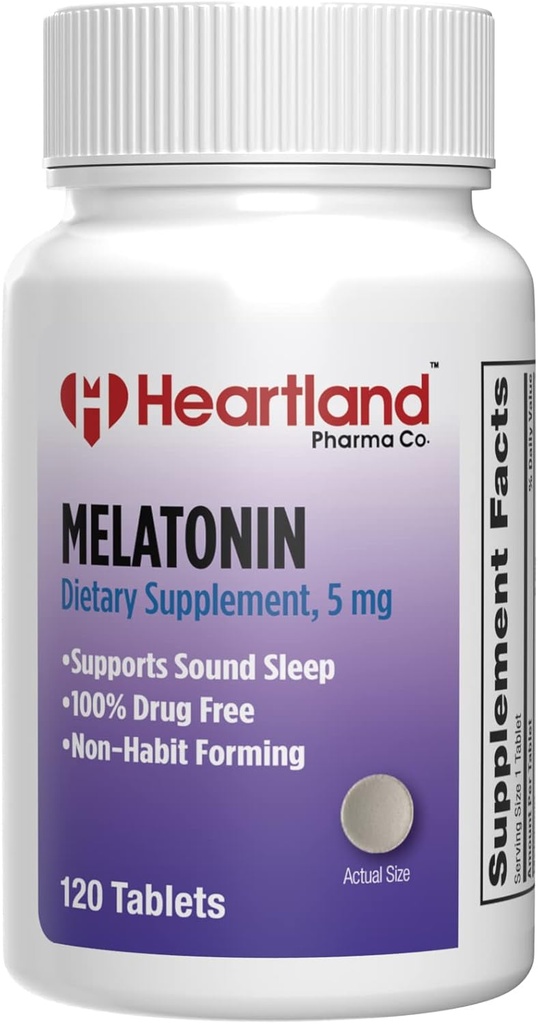 Melatonin 5 mg | søvnhjelp piller | Naturlig søvn støtte | 100% Drug Free Sleep Aid Supplement | Ikke-Habit Forming | USA Produsert | 120 Count