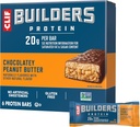 CLIF BUILDERS חלבונים Bars - שוקולד Peanut Butter Flavor - 20g Plant Based Protein - Gluten Free - non-GMO - Low Glycemic - No Artificial Sweeteners - 2.4 oz.
