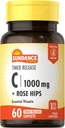 Sundance Vitamini Rose Hips ilə 1000mg - 60 mütəlif Caplets | Timed Release | Vegetarian, Non-GMO və Gluten Pulsuz