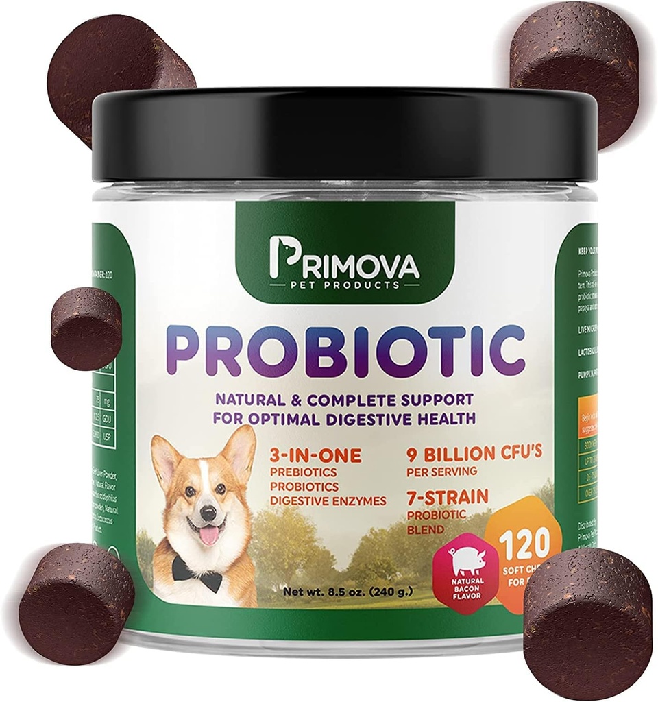 Probiotyczne Przeżuwacze dla psów - Biegunka psa & Naturalna Relief alergii - Puppy Probiotic Chews - Pies Przeżuwacze alergii - Opakowanie 120 Przeżuwaczy
