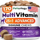 Hunde Multivitamin Chewable - Hunde-Vitamine und Ergänzungen mit Glucosamin - 170 Chews - Hip & Joint, Pet Immune Support, Skin & Coat, Gut & Heart Health - Senior & Puppy Multivitamin Pet Supplement