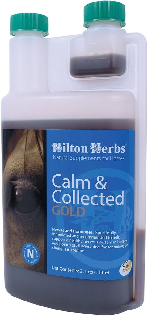 Hilton Herbs Calm and Collected Gold Liquid Herbal Supplement for Nervoso/Agitado Horses, 2.1pt Bottle
