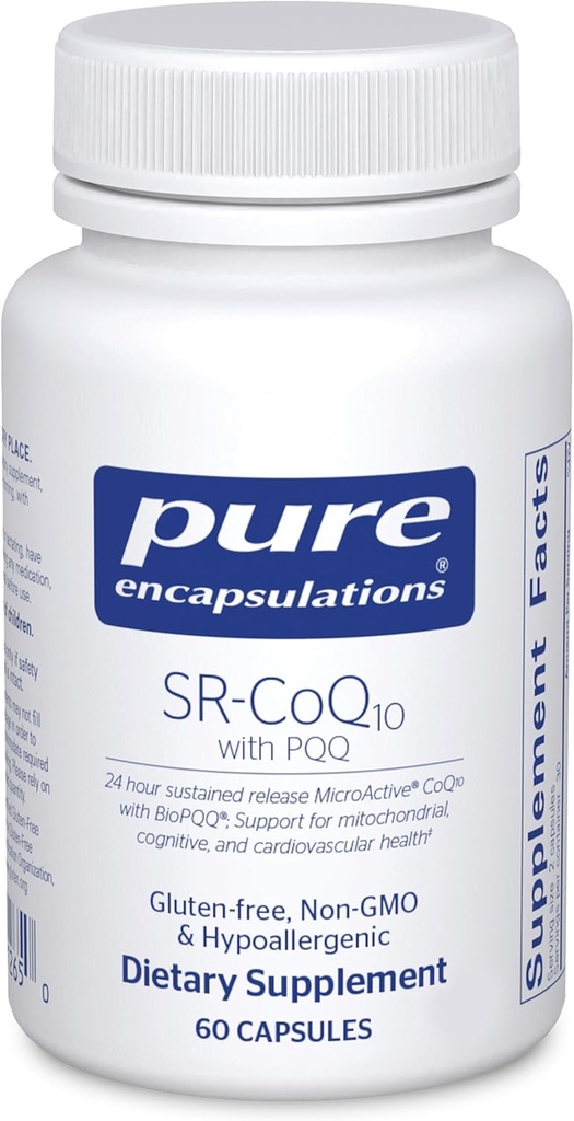 Pure Encapsulations SR-CoQ10 with PQ - Heart Health Support* - Sustained Release Technology - Antioxidants supplement - Gluten Free, Vegetarian " Non-GMO - 60 Capsules