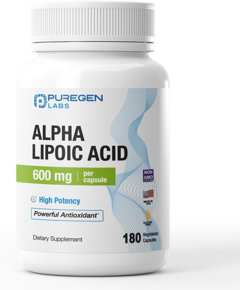 Puregen Labs Alpha Lipoic Acid 600mg [High Potency] 180 Σερβιρίσματα - Αντιοξειδωτική Υποστήριξη 