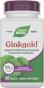 Natura's Way Ginkgold Advanced Ginkgo Extract, Suports Memory, Focus & Cognitive Function*, Ginkgo Biloba Extract, 150 Tablets (Packaging May Vary)