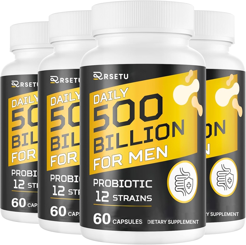 Probiotika pro muže, 500 Milionů CFU & 12 Strains Mens Probiotic s turmerické brusinky, Goji, Gut zdraví pro muže, pro stravovací zdraví, Gut, Bloating & Gas, Imunity, Energy Support, 120-Day Supply