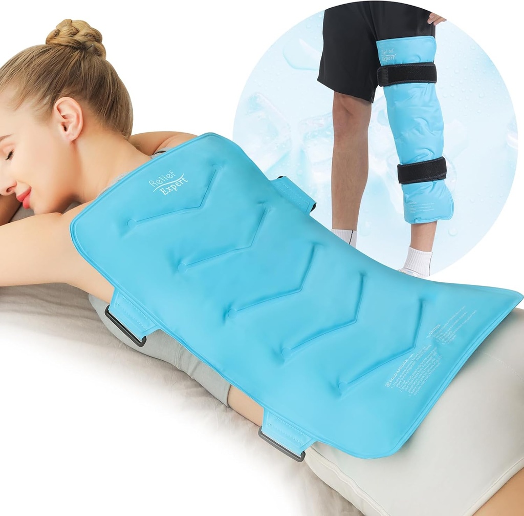 خبير الإغاثة XXL Full Back Ice Pack Wrap, (13 " X21 " ) - Reusable Ice Wrap for Back Discomfort and Musclar Fatigue- Cold Compress Therapy Gel Cold Pack for Full Body, Hip Leg - Blue