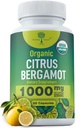 Organic Citrus Bergamot Supplement - Only USDA, Cardiologist Formulated with 200+ Scientific Studies -1000mg - Patented Extract, Heart, Cholesterol, & Lipid - Italian Bergamot High Polyphenols 60caps