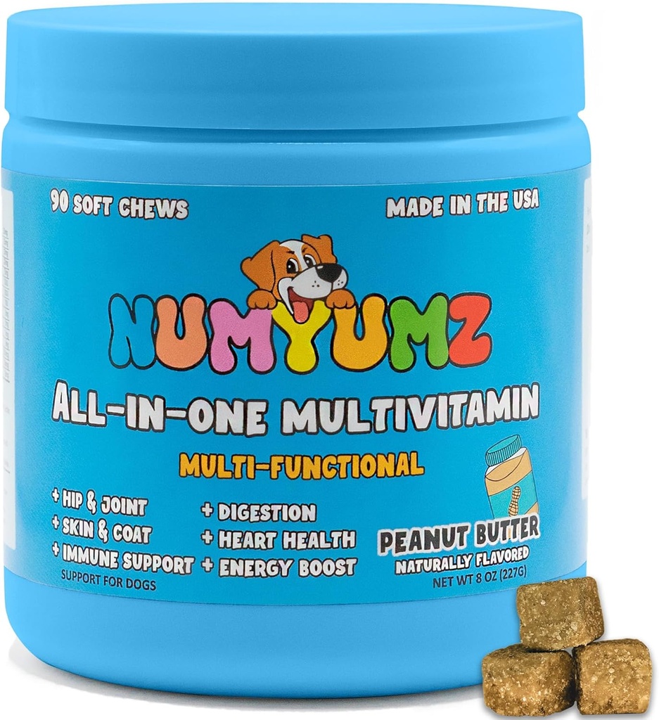 15- InOne Lengkap Sunday Multivitamin Dog Chew Supplement - Gabungan Kesehatan, Acids-3 Gendut, Vitamin, Dukungan Imune - Treats Untuk Coat Sehat, Skin, Bones - 90 Soft Chews