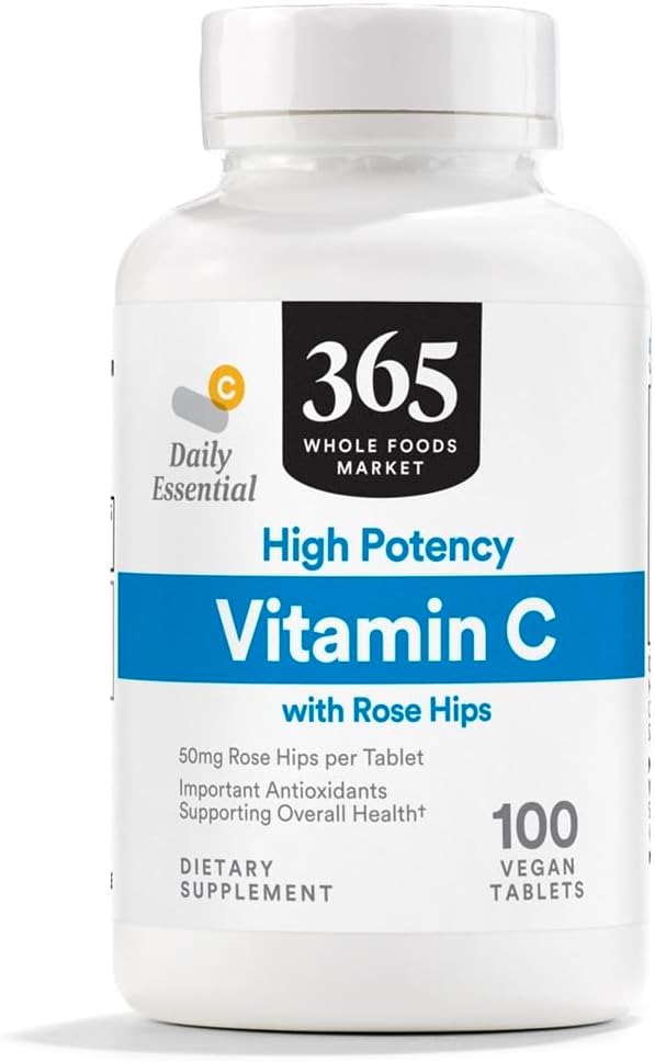 365 by Whole Foods Market, High Potency Vitamin C with Rose Hips, Vegan, 100 Tablet