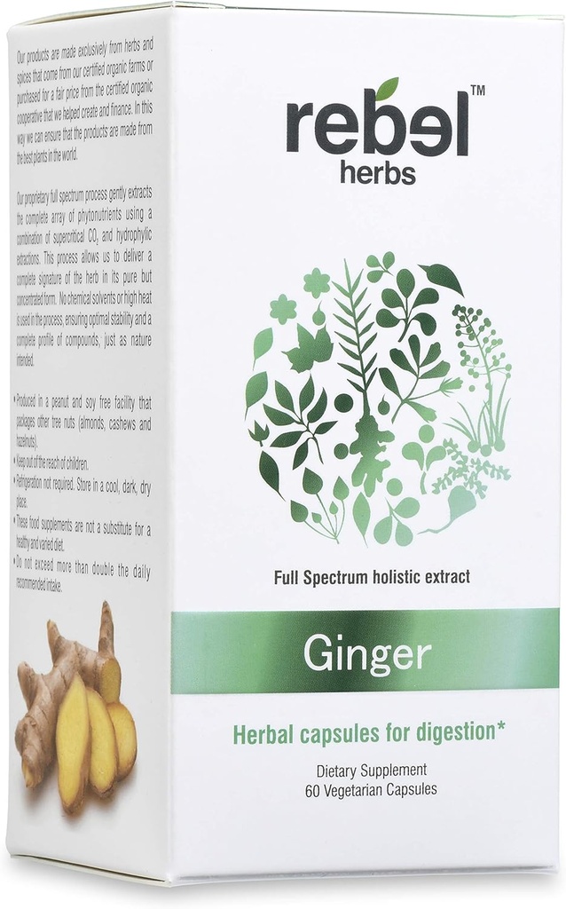 Rebel Herbs Ginger Capsules Extract duplo poderoso, não-GMO, Gluten Free, Ginger Root (Rhizome) Extract