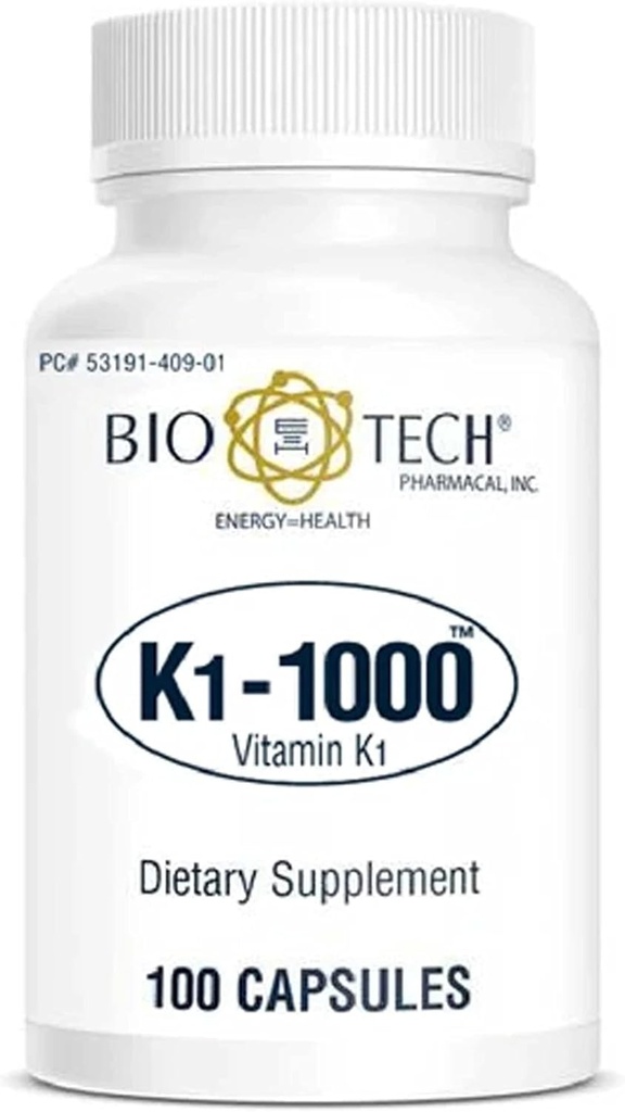 Bio- Tech Pharmacal K1-1000 (Vitan K1) 100 Capsults - 3 แพค