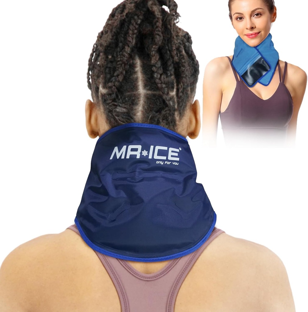 MR.ICE Neck Ice Pack Wrap for Injuries Reusable Cold Pack - Gel Ice Pack for Neck and Shoulders with Plush Backing - Cold Compress for Pain Relief, Swelling, Sport Injuries