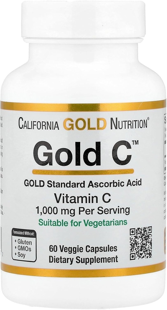 Kalifornien Gold Nutrition Gold CTM, USP Grade Vitamin C, 1000 mg, 60 Veggie Capsules