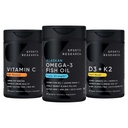 Sports Research® 1250 mg Omega 3 Burpless Fish Oil - Wild Alaskan Pollock - (90 Count), High Potency Vegan Vitamin C 1000mg (240 Count) + Vegan 5000iu Vitamin D with 100mcg Mk7 Vitamin K (60 Count)